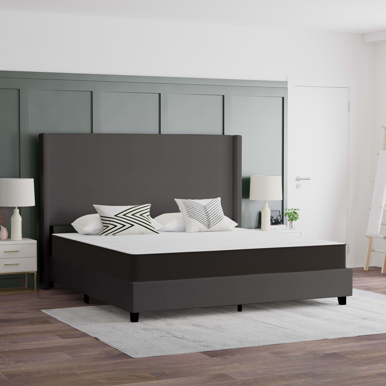 Emma and Oliver Asteria Premium ComfortMedium Firm Hybrid Innerspring Mattress in a Box with Knitted Fabric Top and CertiPUR-US Certified Foam